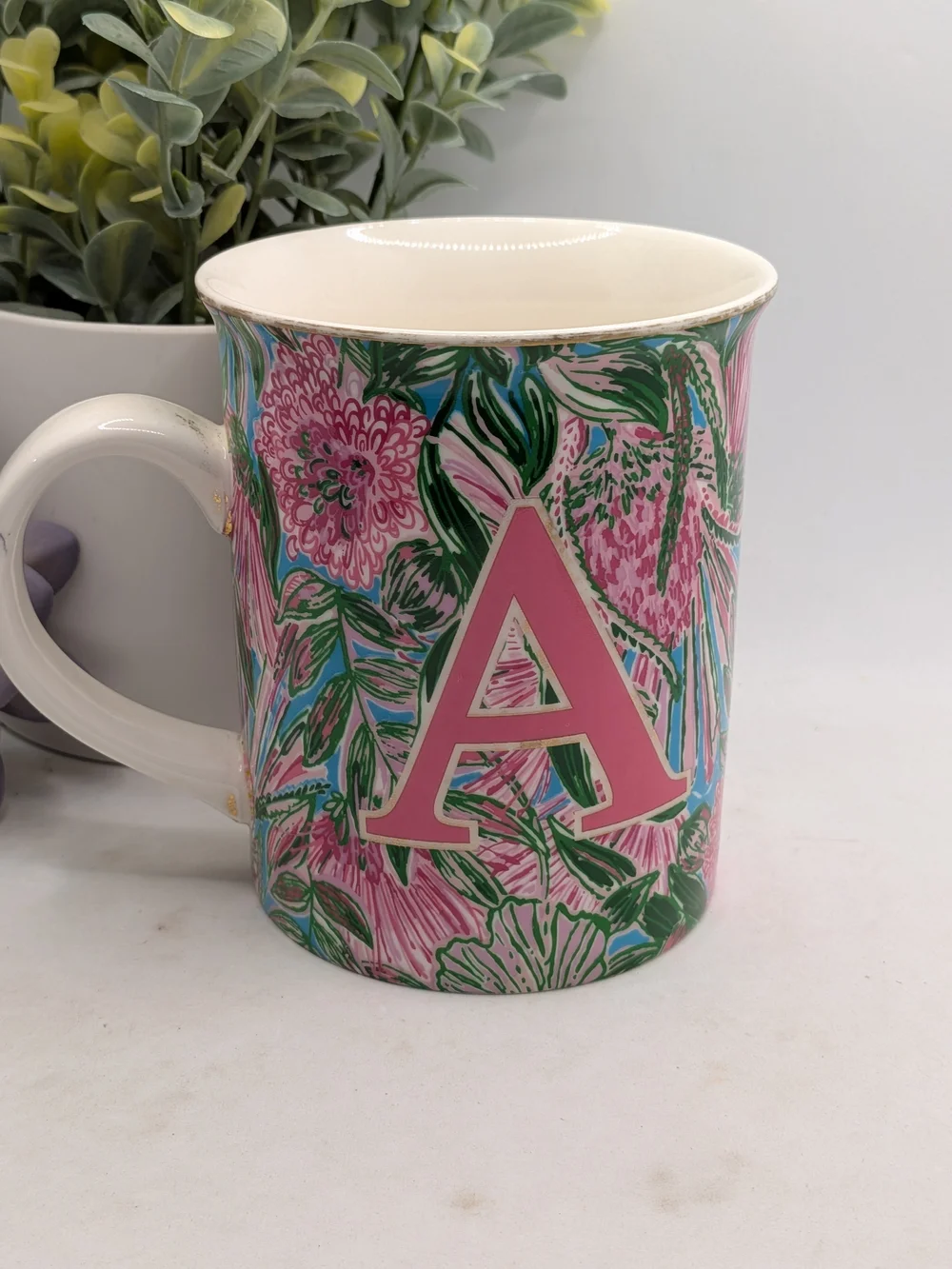 Lily Pulitzer 'A' Floral Ceramic Mug - Pink
